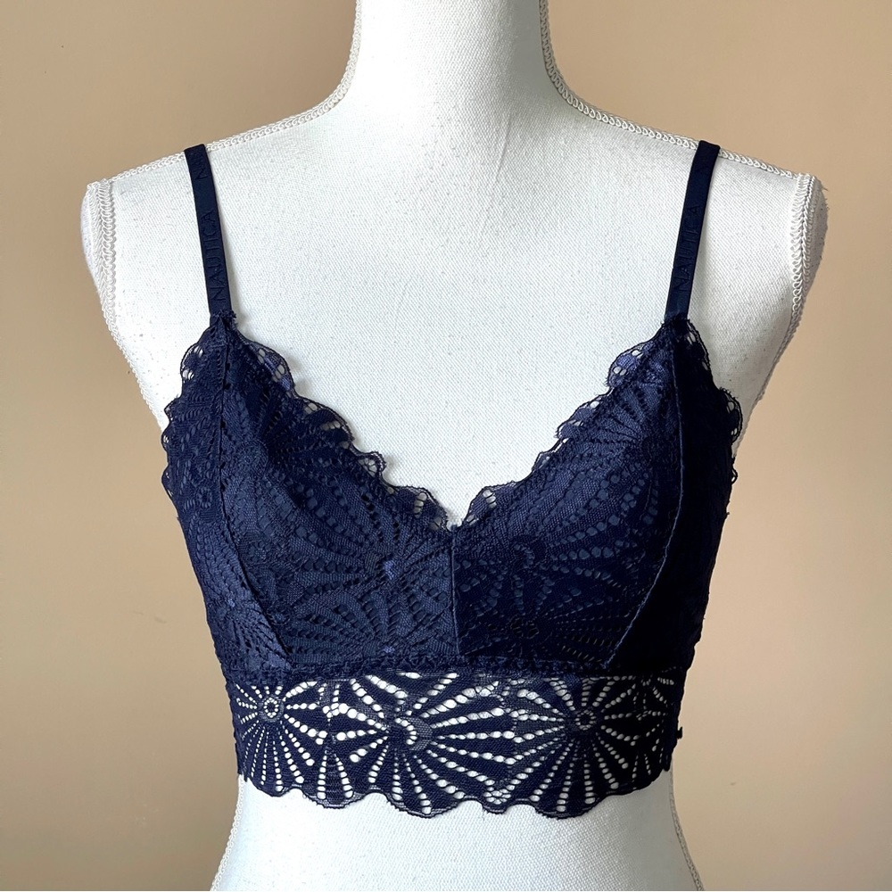 NAUTICA | Navy Blue  Lace Longline Padded Bralette XS/S